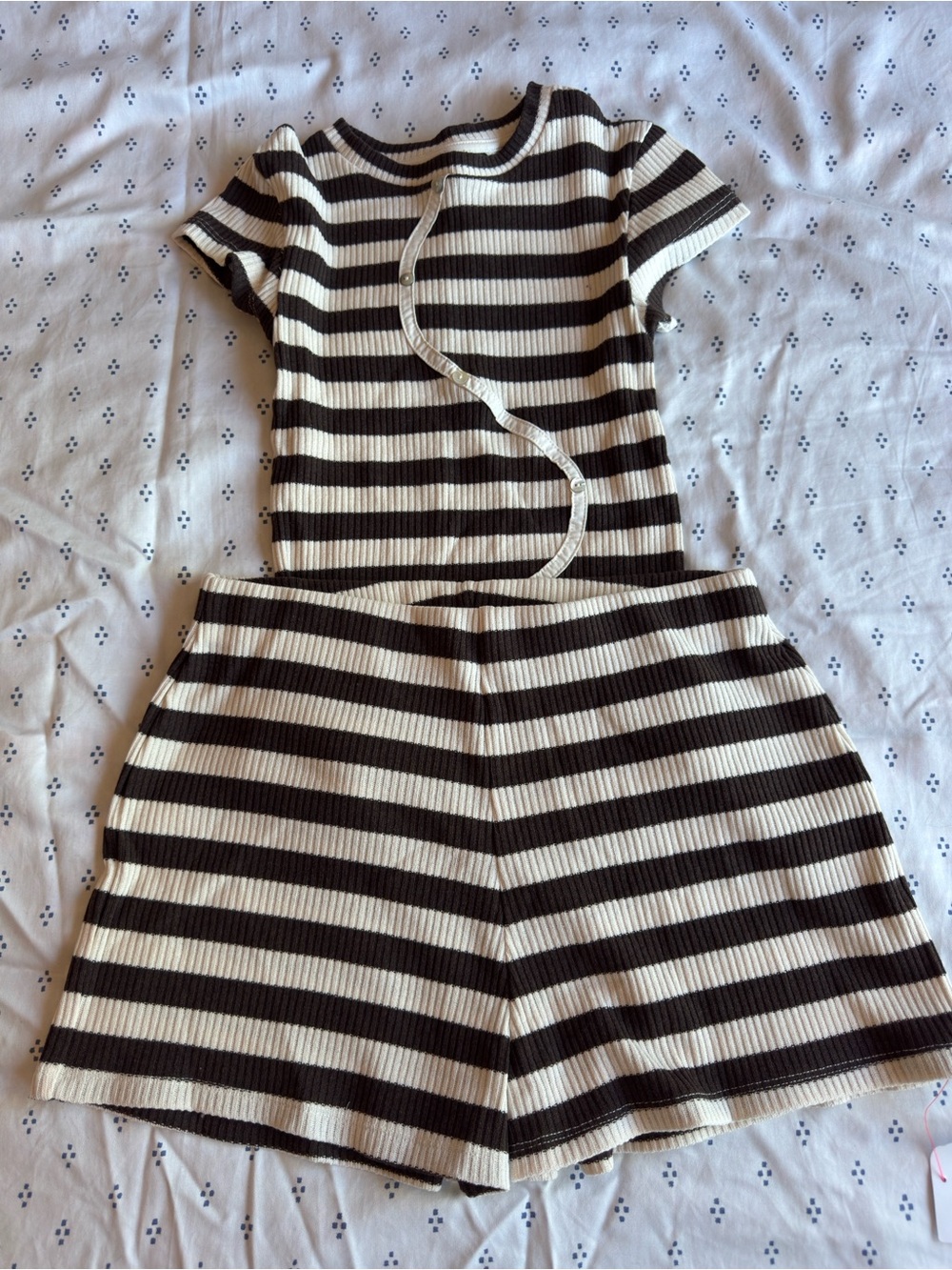 ASOS Cream and Black Striped Ribbed Knit Top